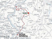 Zemljevid poti od Nove Gorice čez Banjšice do Kanala